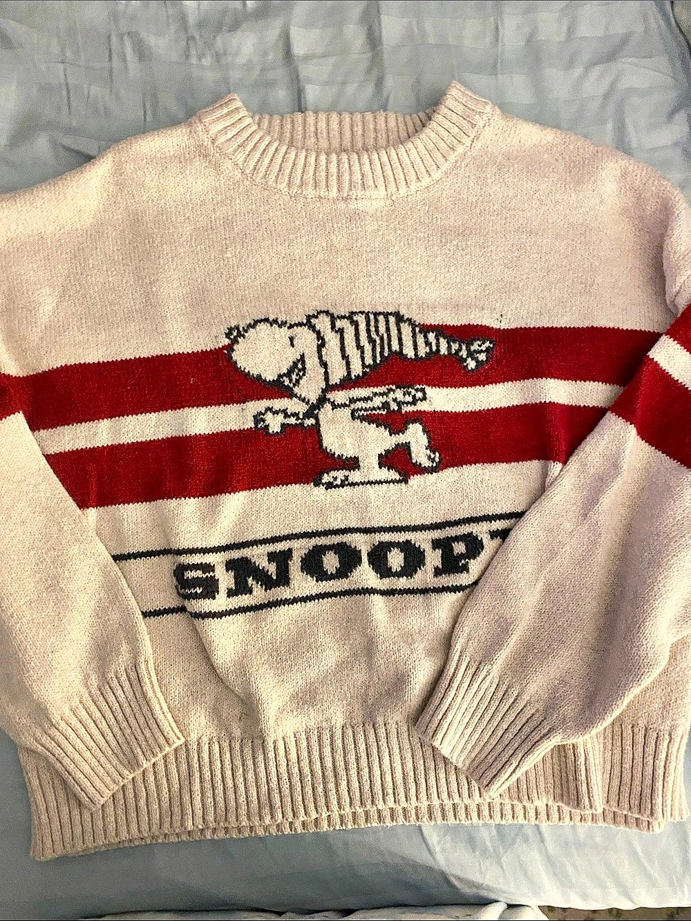 American Eagle AE x Peanuts Snoopy sweater Color Block Crewneck Sweater Size